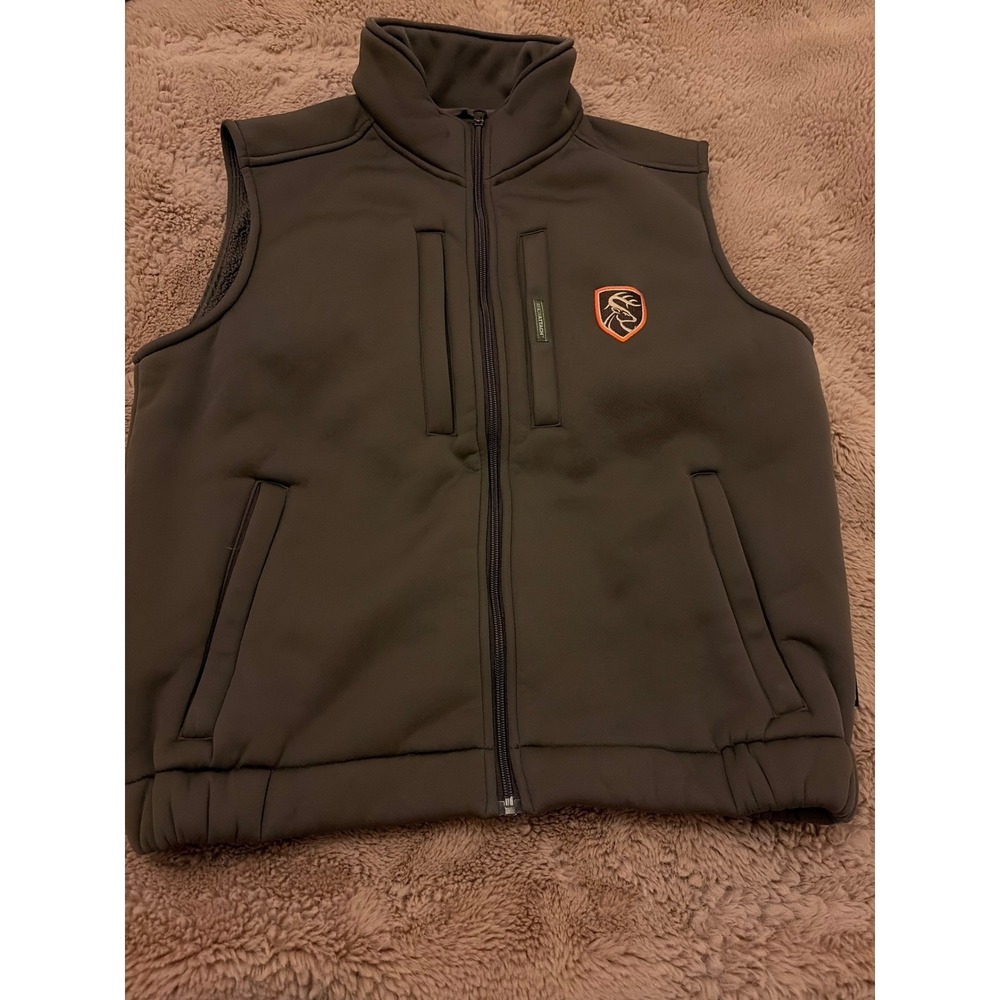Drake Non-Typical Mens Silencer Softshell Vest Brown Sherpa Fleece Lined Small